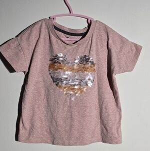 Charming Pink Sequin Heart Kids Tee